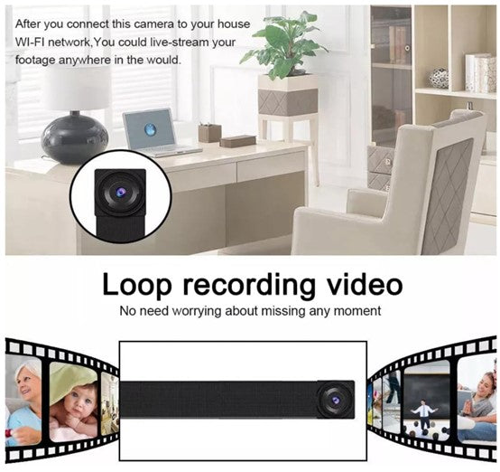 Mini WiFi Camera, Rechargeable Wireless HD 1080P Camcorder and Recorder, Compatible with HD Smart App Wide Angle 24hrs  Continuous Video