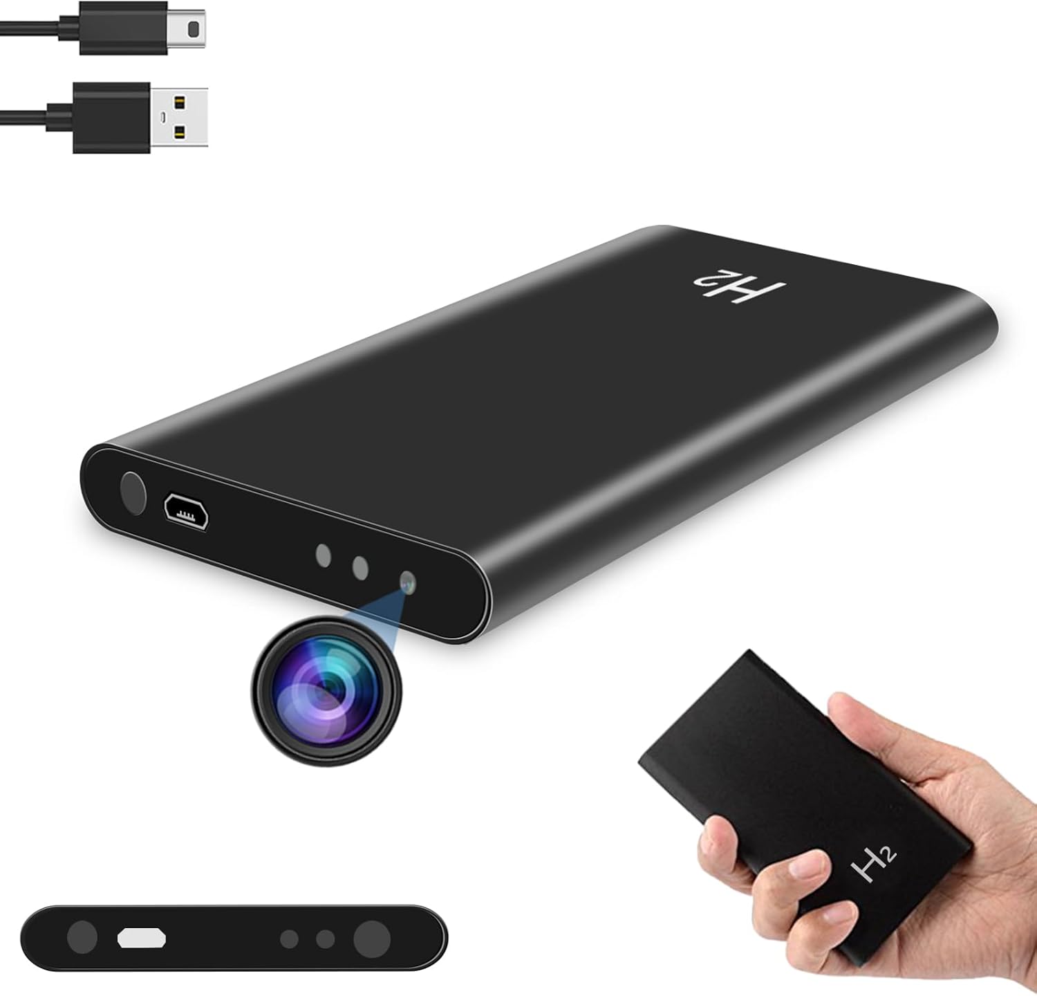 10000mAh Power Bank Nanny Cam for Home, Room, Office, No WiFi