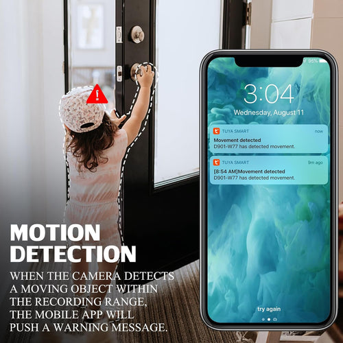 WiFi Clock Video Recorder Night Vision Motion Detection Nanny Cam For Home