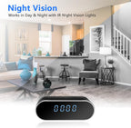 WiFi Clock Video Recorder Night Vision Motion Detection Nanny Cam For Home