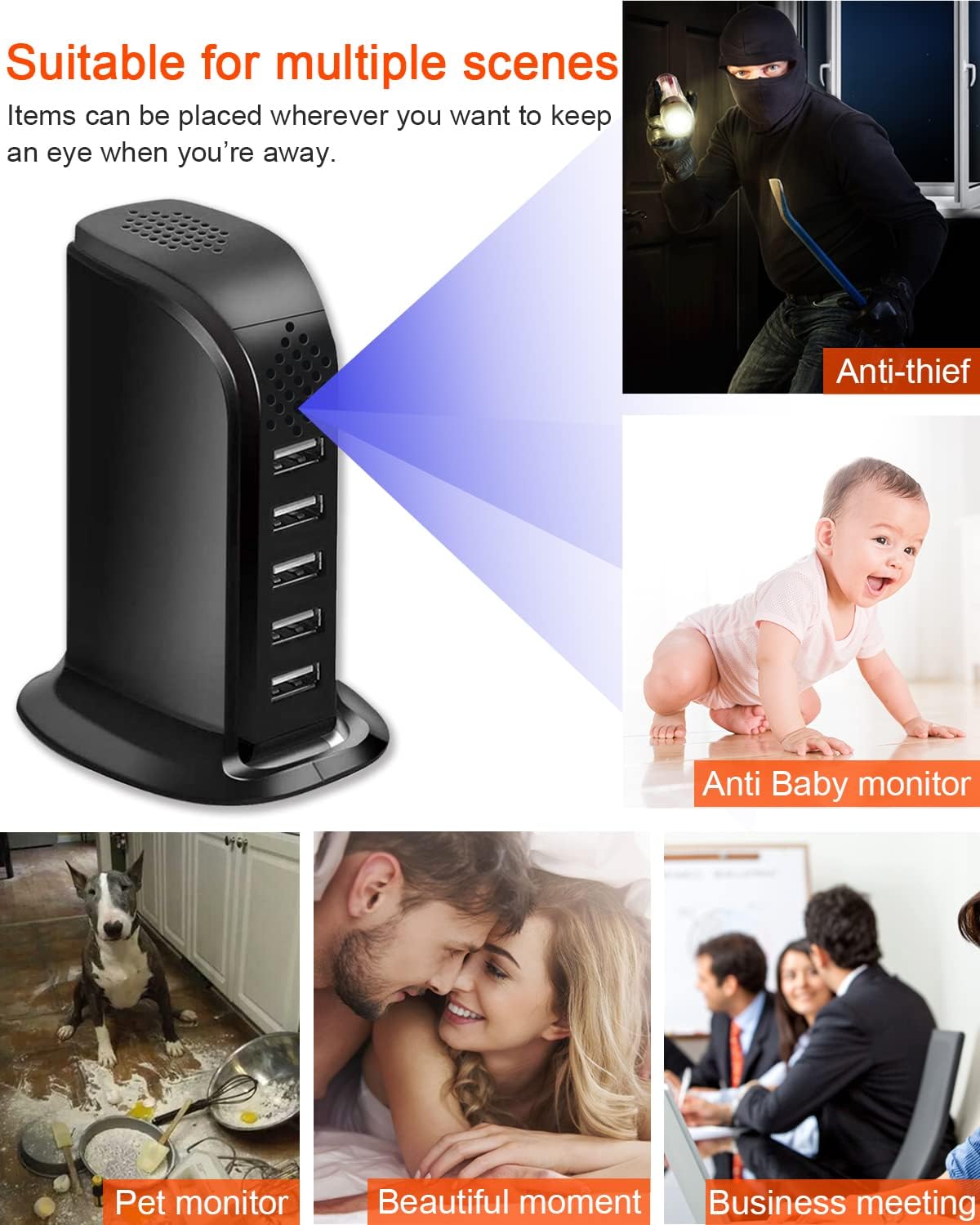 Mini Cameras with 5-Port USB Hub For Home and Office